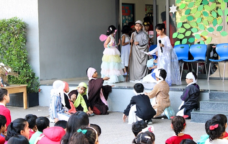 students performing drama at Adani International School